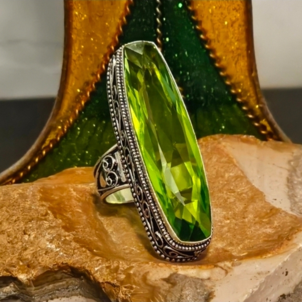 Peridot Ring - strength, balance, peace (Size 9.5)